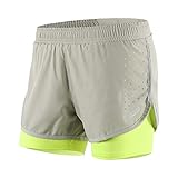 Lixada Women's Running Shorts 2-in-1 Double Layer Elastic Waistband Workout Fitness Active Yoga Jogging Athletic