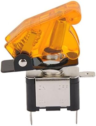 GVDOR 12V/20A Cover LED Illuminated On/off Control SPST Car Automotive Truck Boat ATV Airplane Toggle Flick Switch Button(Yellow)