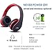 Bluetooth Over-Ear Headphones, Wireless Stereo Foldable Headphones Wireless and Wired Headsets with Built-in Mic for iPhone/Samsung/iPad/PC  (Black Red)thumb 1