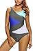 Dokotoo Womens Color Block Back Lace up One Piece Swimsuit Monokini Swimwear