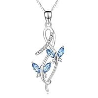 AOBOCO Sterling Silver Infinity Butterfly Pendant Necklace with Swarovski Crystals, Fine Jewelry Anniversary Birthday Gifts for Women Girls