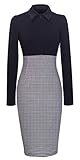 HOMEYEE Women's Voguish Houndstooth Long Sleeve Career Pencil Dress B31