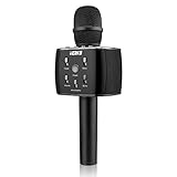 VERKB Wireless Microphones Karaoke Pro, 3-in-1 Bluetooth Aluminium Alloy Shell, Singing Machine for Smartphone and Home Party KTV(Jet Black)