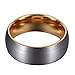 Will Queen Domed Matte Tungsten Wedding Bands, Rose Gold Interior Anniversary Rings Comfort Fit, 8mm