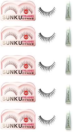 Sunku Eyelash with adhesive (XO) 5pcs