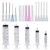 Disposable Syringe Dispensing Needles Oil Glue Applicator Lab Utensils 50-20-10-5-2.5ml and 5×Plastic Extending Tubing-Sharp Tip Needle and Cap for Feeding Pets Refilling Measuring Liquids Adhesives