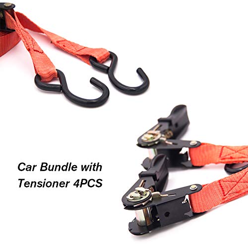 image for TBVECHI Ratchet Tie Down Straps - 4 Pk with S-Hooks- 13Ft- 500 Lbs Loa