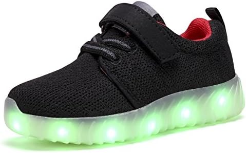 Umbale LED Light Up Shoes For Unisex Children colorful Flashing Sneakers (Toddler/Kids) (5 M US Toddler, Black/Red)