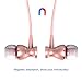 EYEKOP E2 Headphones Earphones, in-Ear Wired Earbuds Magnetic Metal Stereo Earphones for Running with Mic (Rose Gold)