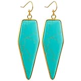 SUNYIK Women's Green Howlite Turquoise Healing Point Dangle Earrings