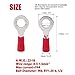 Hilitchi 100Pcs 22-16 Gauge Insulated Ring Terminals Electrical Wire Crimp Connectors (M6, Red)