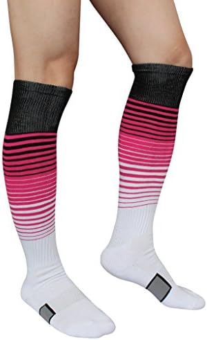 DZSbestdeal Unisex Over-the Calf Athletic Soccer Football Socks Magenta stripe