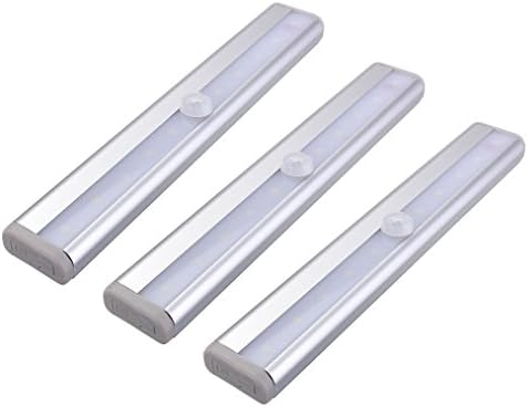 CFIKTE 10 LED human body sensor light intelligent light control cabinet light long aluminum light night light (warm white) (3 Pack)