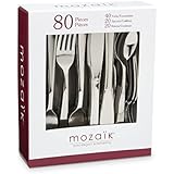 Mozaik Premium Plastic Classic Stainless Steel Coated Assorted Cutlery, 80 pieces