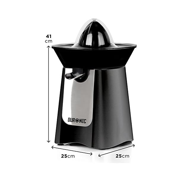 Duronic Citrus Juicer JE6 BK | Electric Juice Extractor | Powerful 100W | Black and Stainless-Steel | 2 Cone Sizes…