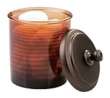 mDesign Tint Bathroom Vanity Canister Jar for Cotton Balls, Swabs, Cosmetic Pads - Brown