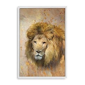 Framed Canvas Home Artwork Decoration Animal Portrait Canvas Wall Art for Living Room, Bedroom - 16x24 inches