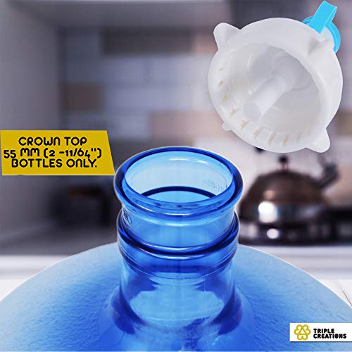 2 Pcs Water Dispenser Valve (BPA FREE) for 55mm Crown Top Drinking 3-5 Gallon Jug Bottle Reusable Water Jug Cap Replacement Faucet Spigot Tap - Includes Blue Dust Cover. - Thumbnail 6