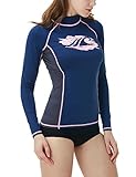 TSLA Women's UPF 50+ Rash Guard Long Sleeve, Water