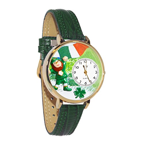 Whimsical Watches Unisex G1224001 St. Patrick's Day Irish Flag Green Leather Watch