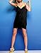 Baonmy Womens Bikini Cover Up Spaghetti Strap Backless Beach Dress Swimwear (Black)