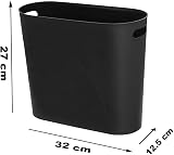 Caxmtu 10L Small Bathroom Trash Can Plastic Bin with Handle 2 Pack Black view 4