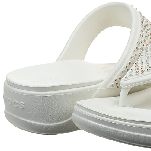 Crocs Monterey Embellished Wedge Flip Flops Sandals for Women, Oyster