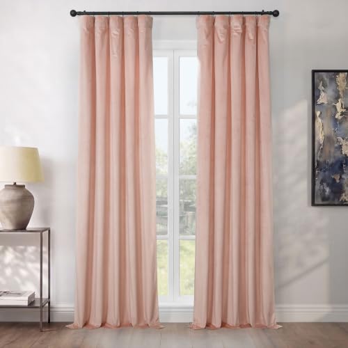 HPD Half Price Drapes Heritage Plush Velvet 120 Inches Long Darkening Curtains for Bedroom & Living Room 50W x 120L, (1 Panel), Peach Blossom, 50 W x 120 L (Pack of 1)