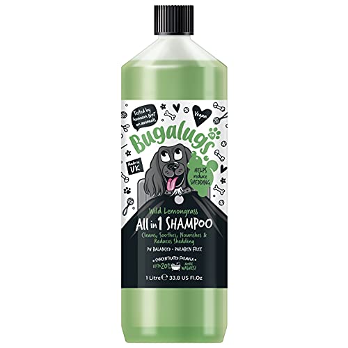 BUGALUGS Dog Shampoo All in 1 shampoo & conditioner dog grooming products for smelly dogs with Apple & Vanila fragrance, best vegan pet puppy shampoo, professional groom