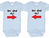 He Did It, Twin Boys Gift Set (Includes 2 Bodysuits)