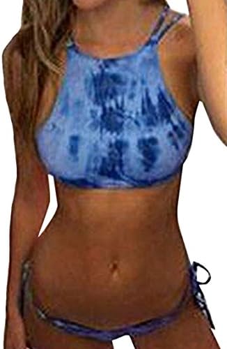 SEXYARN Women's Push up High Neck Halter Bikini Sets Swimsuit Midnight Top