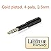 MobilePal SureFit 2-Inch Headset Audio Jack Extender for iPhone and Android Cases with Gold Plated 4-Pole 3.5mm Connectors (Black)