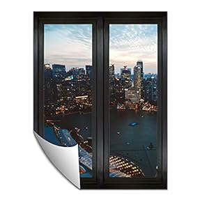 Wall Paper Small Wall Mural City at Night Wall Art Removable Wall Decoration for Bedroom Living Room - 24x32 inches