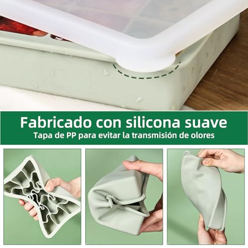 3 PCS Moldes para Cubitos de Hielo con Tapa,Molde de silicona para cubitos de hielo,Bandejas Para Cubitos de Hielo,Bandejas de Silicona Reutilizables con Diseño Presionado (15 rejilla)