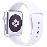 For Apple Watch Band,Goodidus Soft Silicone Fitness Replacement Sport Band for Apple Watch L Size(White 42MM)
