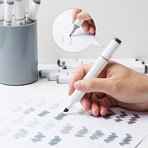 30 Colors TOUCHNEW Graphic Drawing Painting Art Dual Tip Sketch Pen Twin Marker Coloring Highlighting Underlining Set with Carry Bag (Grayscale Markers) - Thumbnail 2