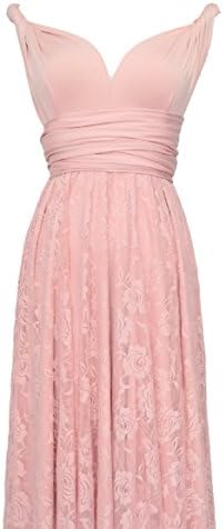 Full Length Convertible Bridesmaids Dress in dusty pink with lace