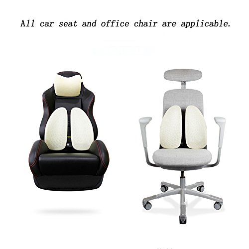 ZZ Lighting Breathable Ergonomic Backrest Lumbar Support for Lower Back Pain Relief Ideal for Car & Office Chair, Beige - Thumbnail 3