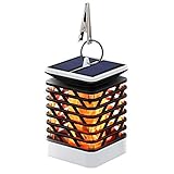 Hallomall Solar Outdoor Lights Hanging, Solar Lanterns Waterproof IP55 with Dancing Flame Effect 75LED for Garden Patio Umbrella Lamp Tree Pool Pavilion Lawn Porch Decor- Pack of 1 (Grey)