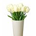 Bringsine Premium Artificial Flowers Real Touch Mini PU Tulips Bouquet Artificial Plants for Wedding Room Home Hotel Party Event Christmas Decor Cream White Set of 20