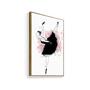 Framed Canvas Home Artwork Decoration Elegant Ballerina Canvas Wall Art for Living Room, Bedroom - 16x24 inches