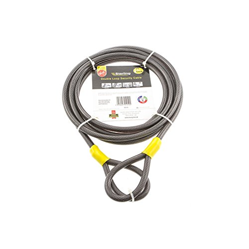 [- Sterling 124C 12mm x 4.5m Double Loop Vinyl Coated Self Coiling Security Cable, Black  -]