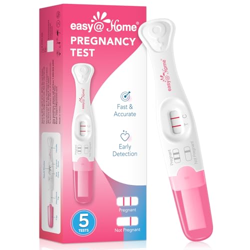 Easy@Home Early Detection Pregnancy Test: Long Absorbent Tip for Easy Sampling - Precise Results in 3-5 Minutes - Easy to Use Fast & Accurate Pregnancy Tests Stick - Pruebas De Embarazo - 5 Counts