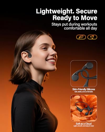 New Bone Conduction Headphones Bluetooth 6.0 Open Ear Headphones with Mic, Balanced Audio, Reduced Sound Leakage, IP54 Waterproof Secure Fit, Wireless Sports Headphones for Running, Workout & Cycling