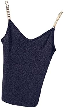 OJT Women’s Camisole Tank Top [ wire chain ] lame (Black)