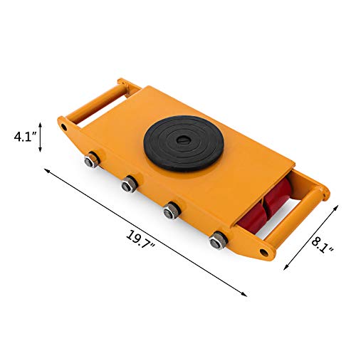 OrangeA 12T Industrial Machinery Mover 26000LBS Machinery Skate with Steel Rollers Cap 360 Degree Rotation (12T)