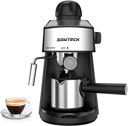 SOWTECH Espresso maschine, 3,5 Riegel, 4 Tassen, Dampfgarer, Kaffeemaschine, Cappuccino-Maschine mit Milchaufschäumer…