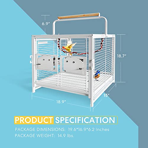 VIVOHOME 19 Inch Wrought Iron Bird Travel Carrier Cage for Parrots