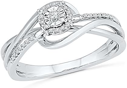 10K White Gold And Diamonds Swirl Promise Ring For Her (0.09 CTTW)