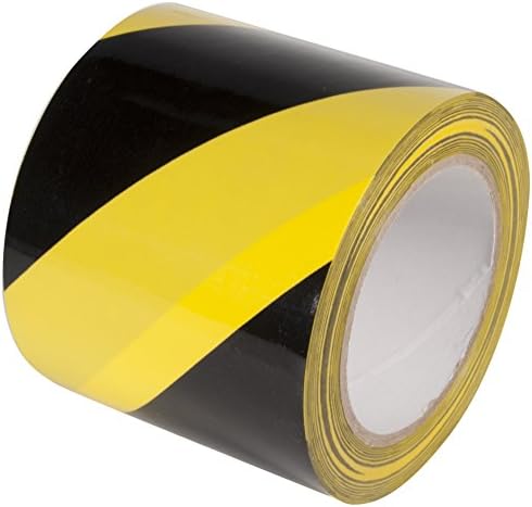 INCOM Manufacturing: Hazard Warning Laminated Tape, 4" x 54', Yellow/Black